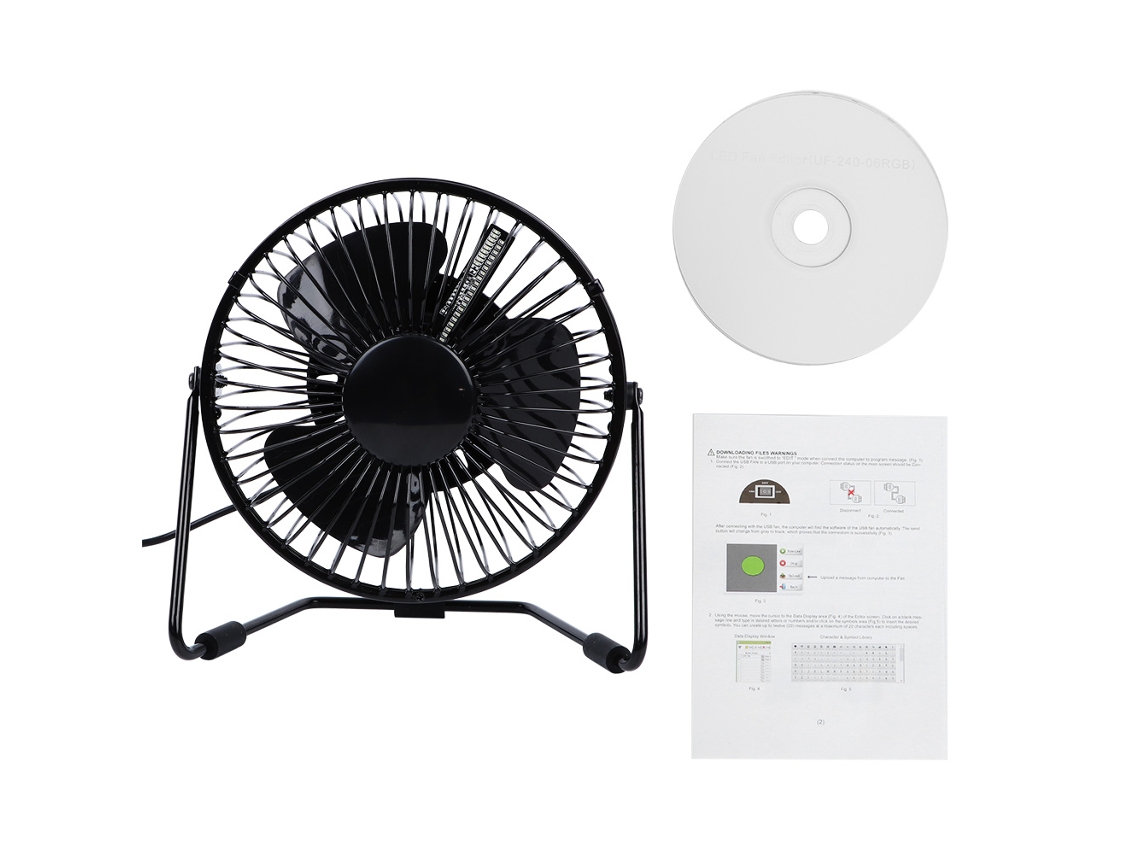 Ventilador de Mesa com Led e Rotação 360° EOOCOO