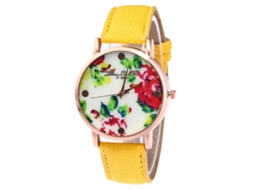 Relógio de Pulso Stylish Quarts para Homem e Mulher Cor Amarela