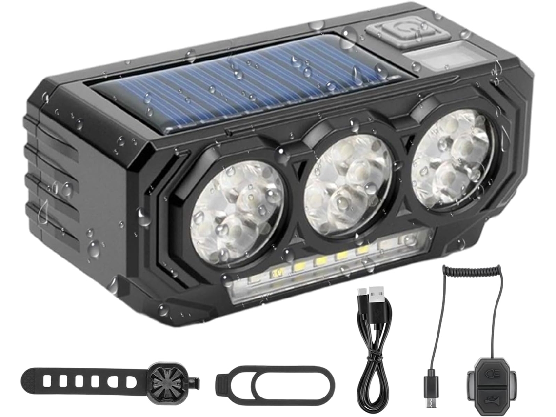 Farol Dianteiro De Bicicleta Movido A Energia Solar Com 5 Modos E