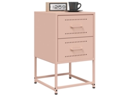 Vidaxl Mesas De Cabeceira 2 Pcs 36x39x60,5 Cm Aço Rosa