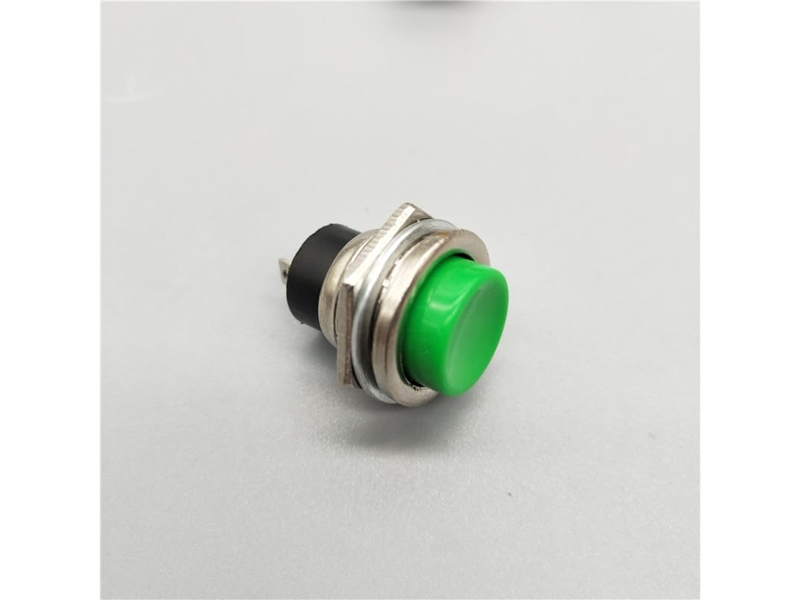 6 Interruptores De Botão Momentâneos Ds 212, 16mm, Verdes, 2 Pinos, 6a 125v