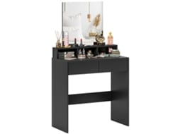 Toucador Com Espelho Melamina de Madeira Cor Preto 75x38x135 cm Homcom