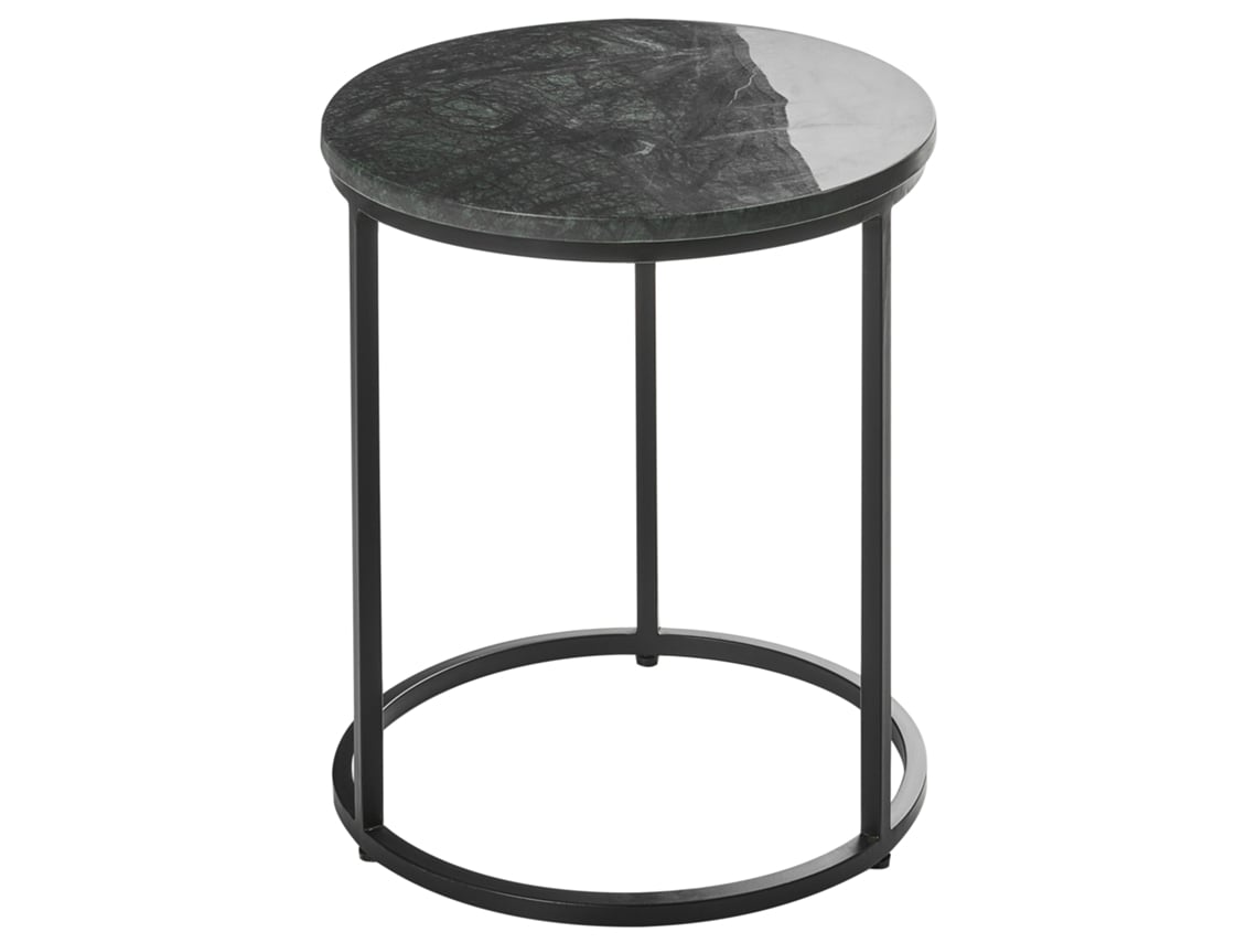 Mesa Efecto Mármol Con Estructura Metálica Beliani Tyrell De Mármol Verde 40x40x45
