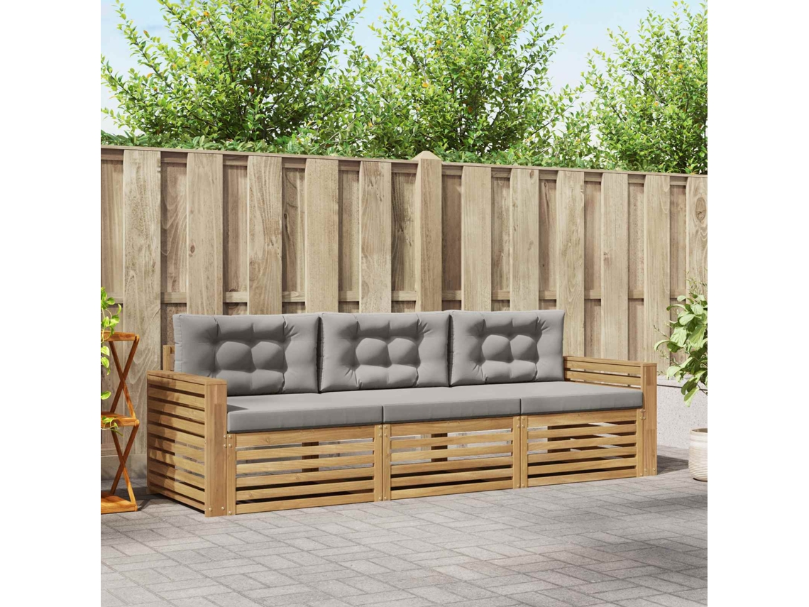 Vidaxl Conjunto De Sofás Para Exterior 3 Unid. Branco E Cinzento-claro