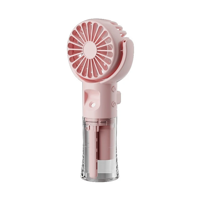 (rosa) Mini ventilador portátil de mão, ventilador com spray refrescante para uso externo