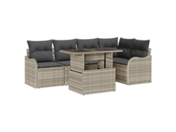 Conjunto 6 Sofá De Jardim Vidaxl Cinzento-claro Vime Pe (121 X 62 X 85 Cm)