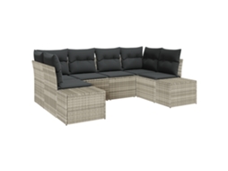 Conjunto 6 Conjunto De Sofá De Jardim Vidaxl Cinzento Vime Pe (234 X 154 X 69 Cm)