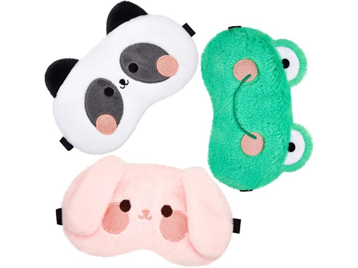 Máscara de Dormir Infantil, Conjunto de 3 Peças, Estampa de Animais Fofos AQUAFORGE