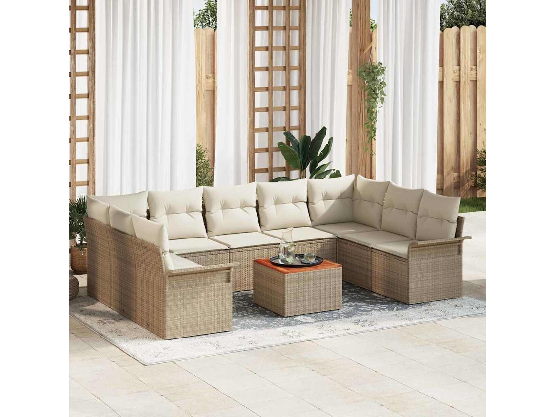 Vidaxl Conjunto De Sofá De Jardim 10 Unid. 9-número De Lugares