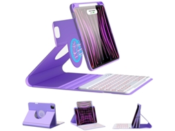 Capa Protetora Bipartida Magnética Lilás Claro Teclado Retroiluminado Com Teclas Quadradas Brancas, Para Ipad De 10ª Geração, 10,9 Polegadas. Yunzii