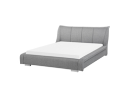 Cama de Casal BELIANI Nantes de Tecido Cinzento Claro 160x200