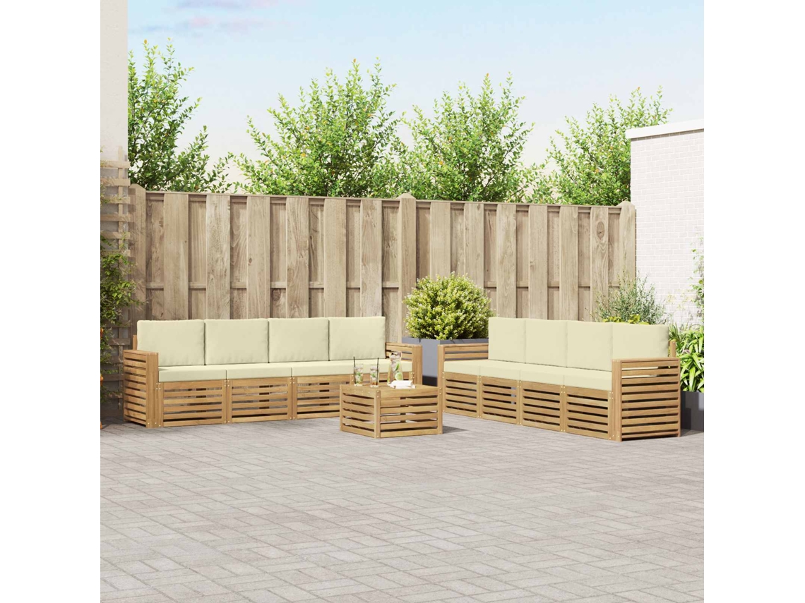 Vidaxl Conjunto De Sofás Para Exterior 9 Unid. Branco E Creme