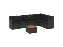 Conjunto de 8 sofás de jardim com almofadões Vime Pe Preto MAISON EXCLUSIVE (N/A)