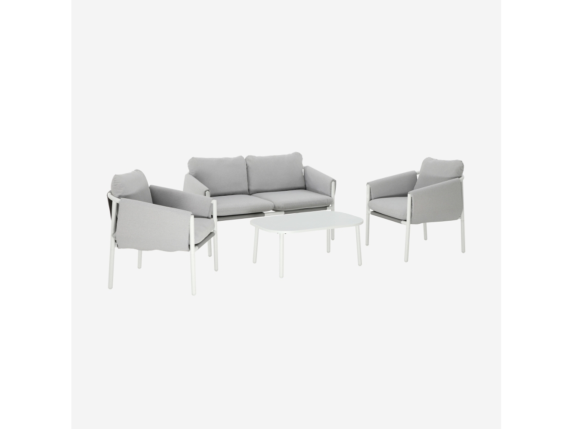 Conjunto De Jardim Em Aço, 4 Lugares, Cinza