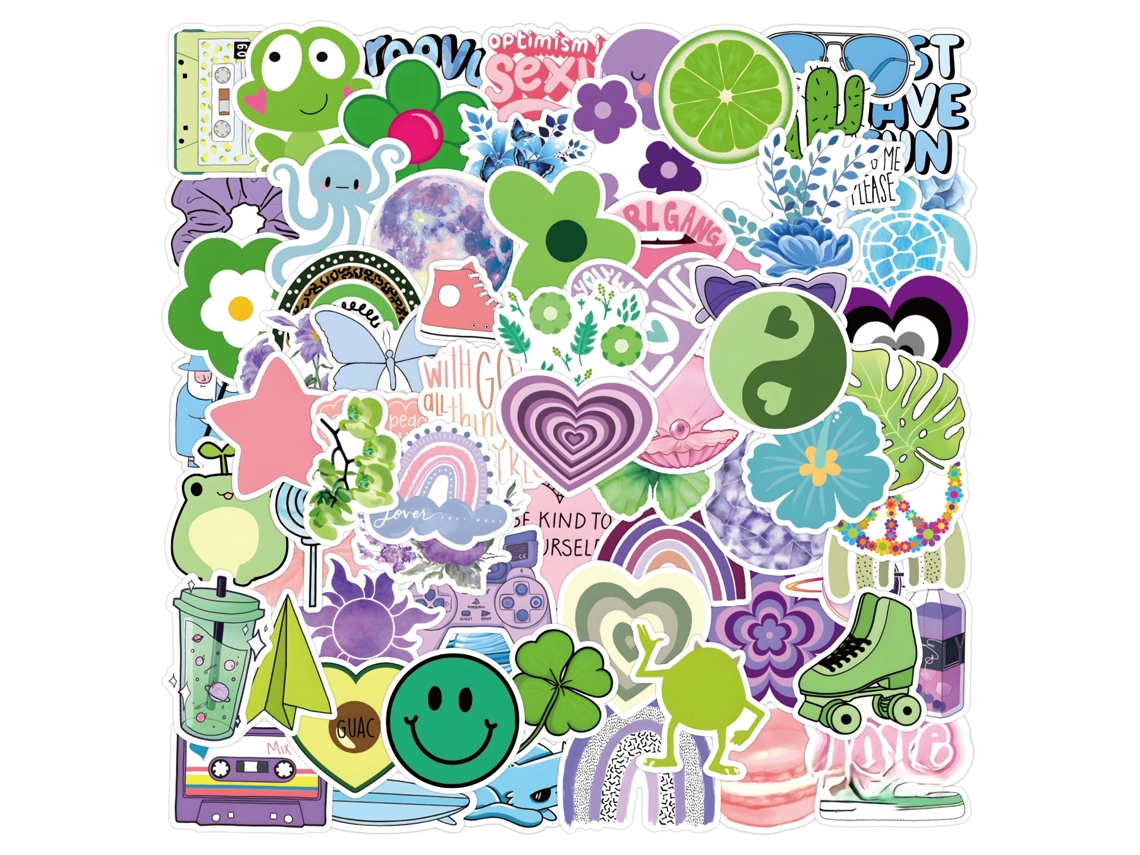 60/120/240 Adesivos Retro Em Tons Pastel Para Mala, Skate, Laptop, Bagagem, Celular, Carro, Decoração Diy. Aquaforge