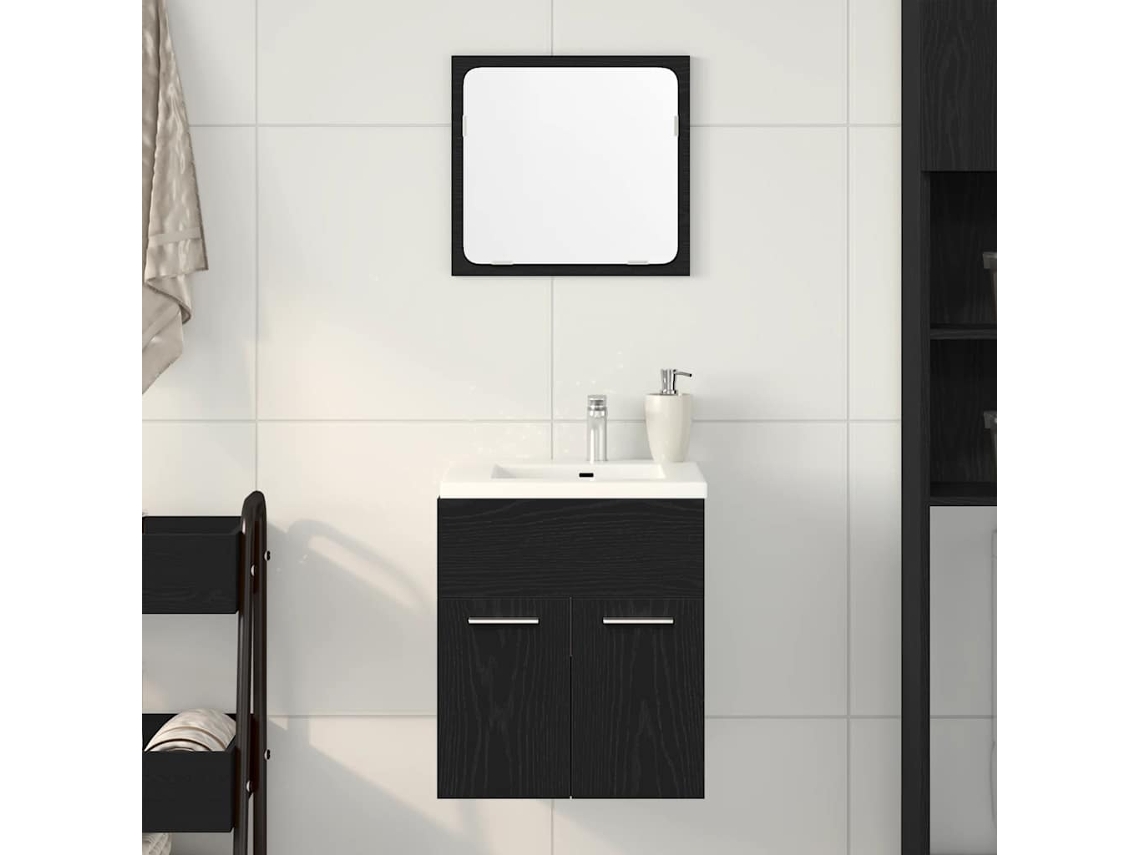 2 Pcs Conjunto Móveis Casa de Banho Carvalho Preto MAISON EXCLUSIVE