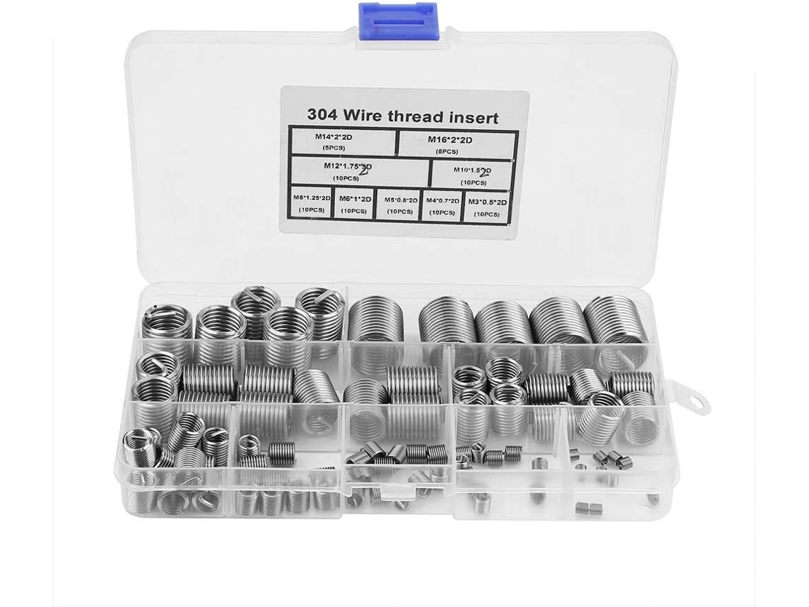 Kit Com 80 Peças De Insertos Helicoidais Espirais Aço Inoxidável Ss304