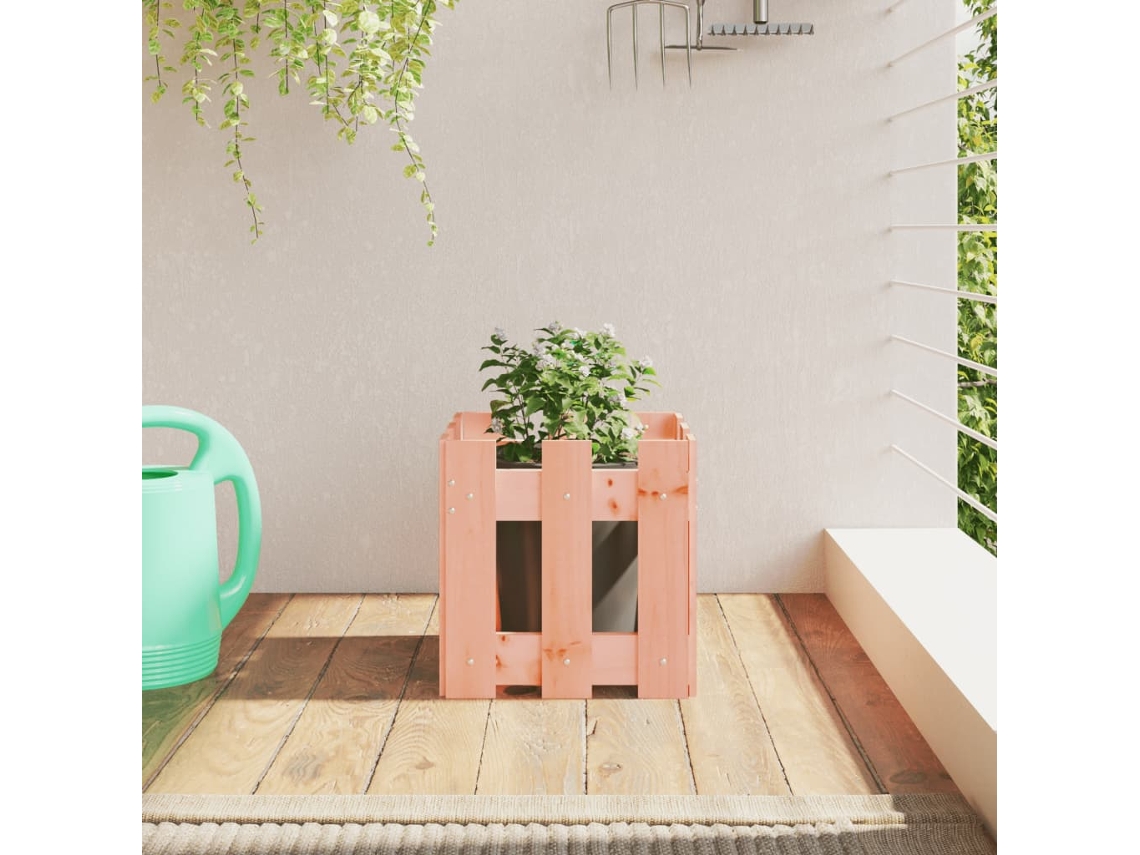 Vidaxl Vaso Jardim C/ Design Cerca 30x30x30 Cm Madeira Douglas Maciça