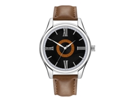 Relógio de Pulso Masculino de Quartzo com Pulseira Pu Estilo Elegante Café Escuro Preto