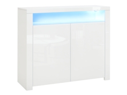 Móvel Multiuso Salvaspaço Em Madeira Branco Com Leds Coloridos 107x35x97cm