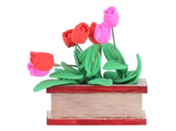 Mali tulipas Miniaturas para Casinha de Bonecas com Base Material Mogno Branco Seguro e Decorativo