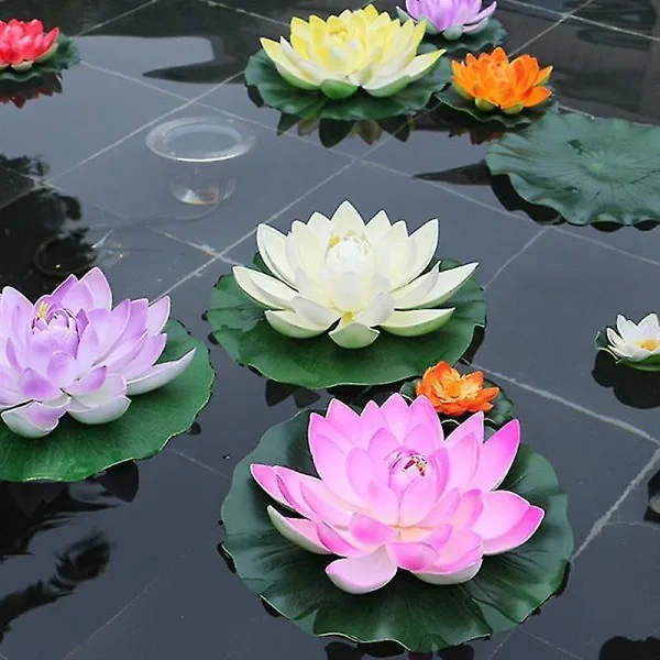 Conjunto de 5 Lírios, D'água Artificiais Flutuantes, 10 Cm, Decoração de Lago em Eva Lotus 10 Cm BRILVIBERA