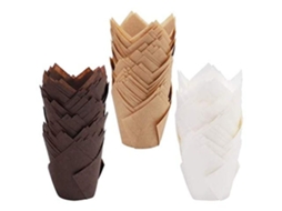 Formas De Papel Antiaderente Para Muffins, Próprias Forno, Com Revestimento Fácil Remoção. O Design Tulipa Decora Os Alimentos.