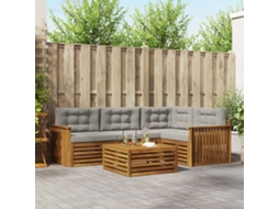 Vidaxl Conjunto De Sofás Para Exterior 5 Pcs Cinza Natural E Claro