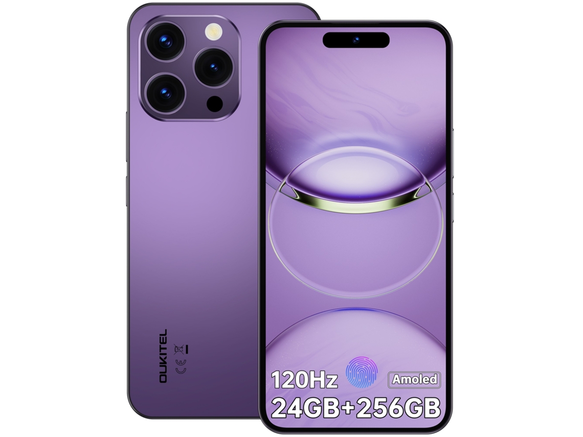 Smartphone OUKITEL P1 24 Gb 256 Gb 6.7" Amoled 120hz Bateria 5150mah Android 14 Face Id Morado | OUKITEL