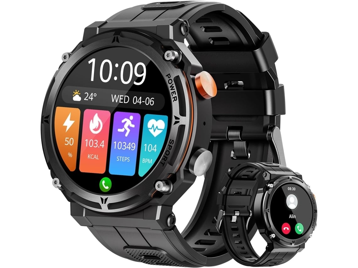 Relógios Inteligentes Militares Para Homens Chamada Bluetooth À Prova Dágua 5atm Atender/discar Chamada Rastreador De Fitness Hd Ip68 Yunzii