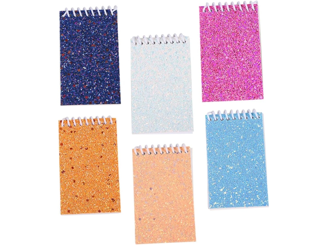 De 6 Cadernos Espiral Com Capa De Lantejoulas Coloridas, Elegante Caderno De Bolso Para Anotações Gokoco
