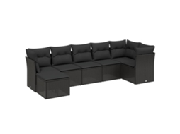 Conjunto de 7 Sofás para Jardim com Almofadões Vime Pe Preto MAISON EXCLUSIVE (N/A)