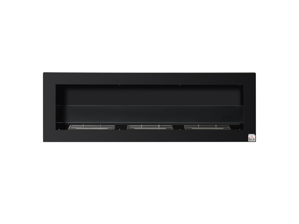Queimador De Etanol Bio 3 Caixas 1l, 3h/2000w, Sem Fumaça, Aço/vidro, 120x15x40cm, Preto Ch