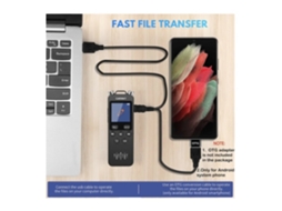 Lurelia Gravador De Voz Digital 16gb Com Usb Recarregável, Ativação Por Voz, Redução De Ruído Para Reuniões, Aulas, Palestras - Preto