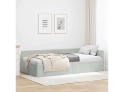 Vidaxl Estrutura De Cama De Canto Cinzento-claro 90 Cm X 190 Cm Veludo