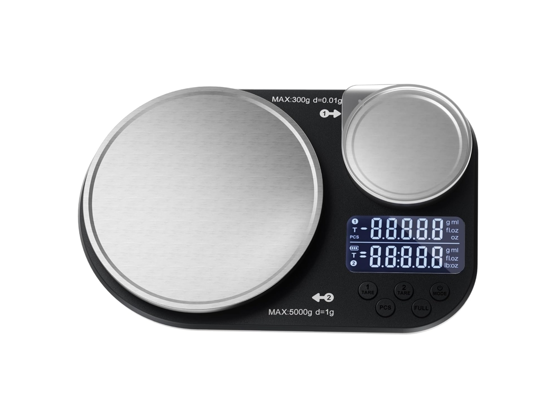 Balança De Cozinha Digital Com Dupla Plataforma Em Aço Inoxidável E Capacidade 5kg