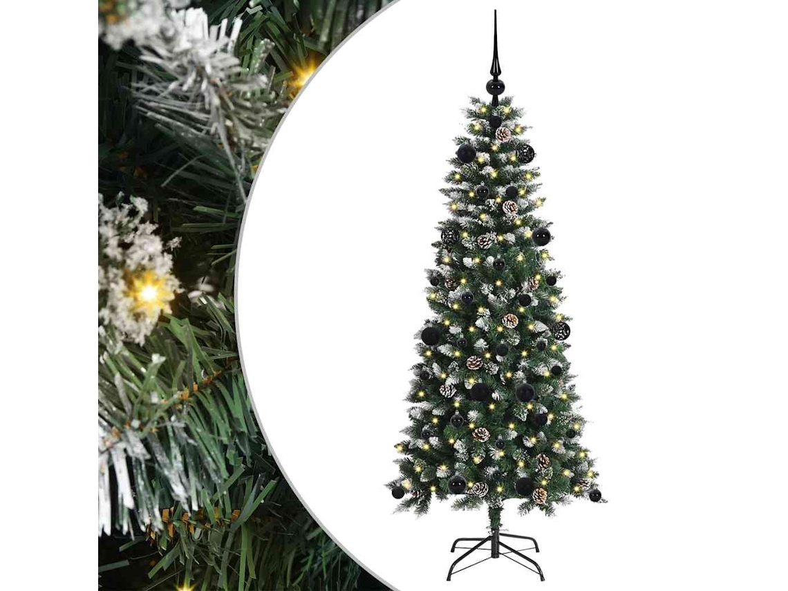 Árvore De Natal Artificial Pré Iluminada Vidaxl Verde Pvc (66 X 66 X 150 Cm)