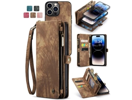 Capa Inch Para Iphone 13 Pro Caseme Pele Sintética Anti-riscos Castanho