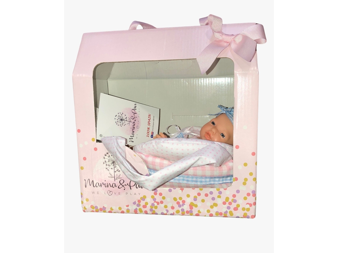 Boneca - Marina & Pau - Mep262 - Cor Rosa - Mini Com Berço - Jogos E Brinquedos
