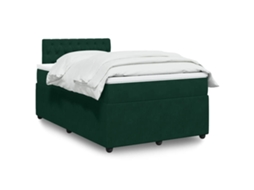 Vidaxl Cama Boxspring com Colchão 120x190 Cm Veludo Verde escuro