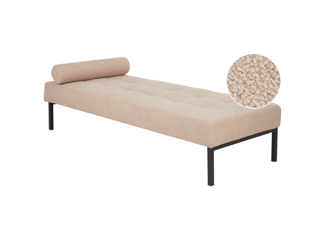 Chaise longue BELIANI Chinon de Bouclé Creme 178x73x41