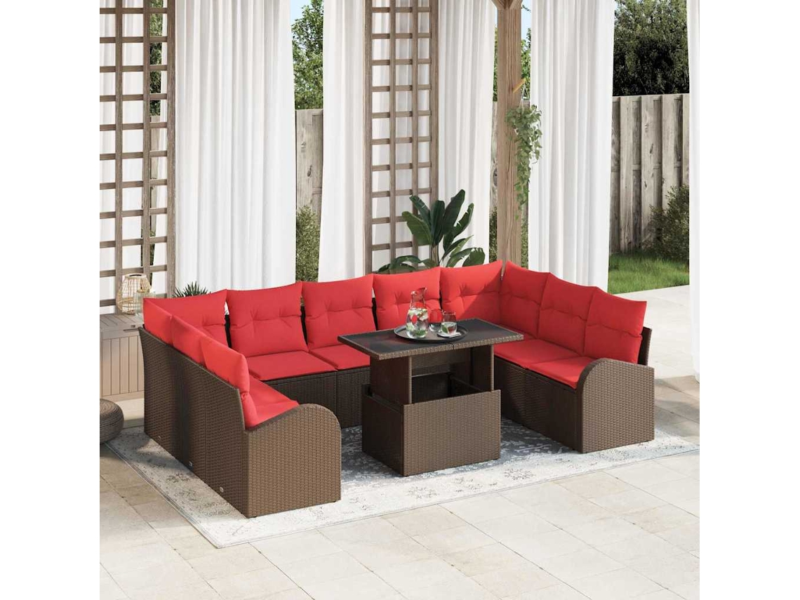 Vidaxl Conjunto De Sofá De Jardim 10 Unid. 9-número De Lugares