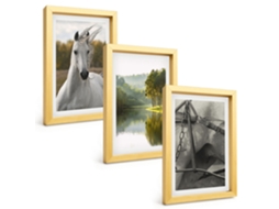 Composição De Quadros Cavalos Brancos Rio Natureza Espelharte (3 Peças 20x30 Cm)
