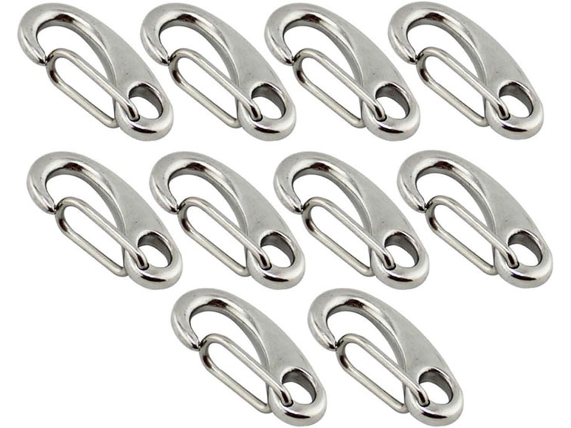 Conjunto De 10 Mosquetões Com Gancho Pressão, Aço Inoxidável