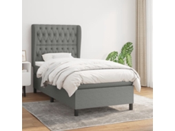Vidaxl Cama com Molas/colchão 100x200 Cm Tecido Cinza escuro