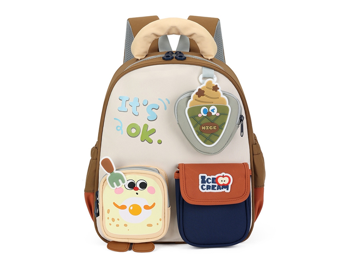 Mochila de mesa reflexiva Eifson 3D, 28x13x34cm, 2-8 anos - Castanho