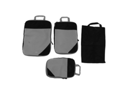 Conjunto de 4 Organizadores Viagem Impermeáveis​​ e Compressíveis para Roupas, Roupas Íntimas e Sapatos, na Cor Preta BRILVIBERA