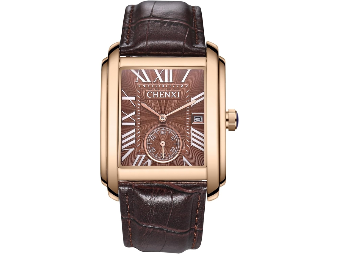 Lurelia Relógio Masculino, Movimento De Quartzo, Data/calendário, Couro, Vidro Mineral, Resistente À Água 30m, Rosa