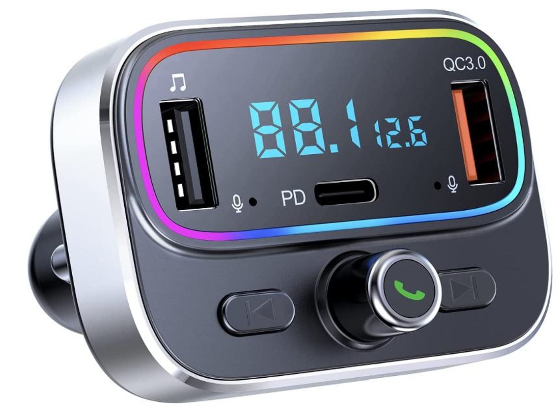 Transmissor Fm Bluetooth Yizhood T66 Dual Usb Pd20w Qc3.0 Preto