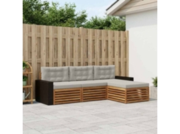 Vidaxl Conjunto De Sofás Para Exterior 4 Pcs Natural E Cinzento-claro